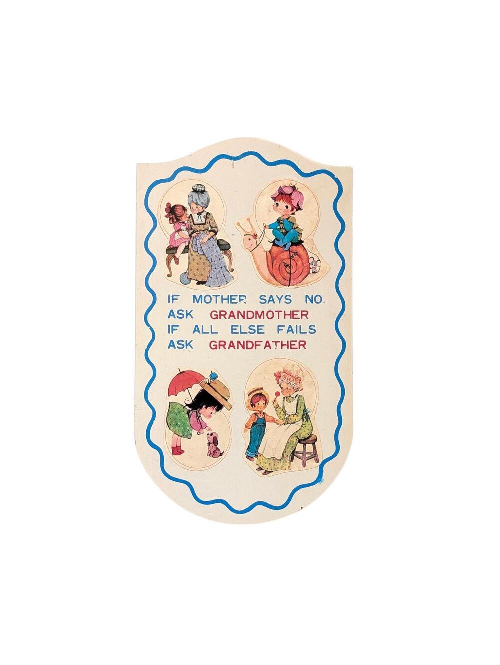 Vintage Cottagecore Wood Wall Plaque - Mother - Grandmother - Grandfather